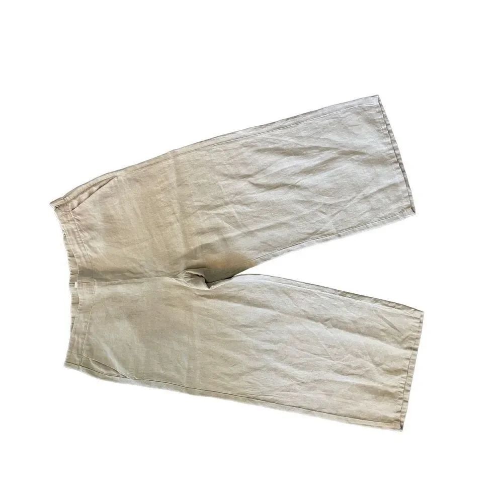 J Jill Love Linen Womens Off White Cropped Wide Leg Pants Size XL NWT